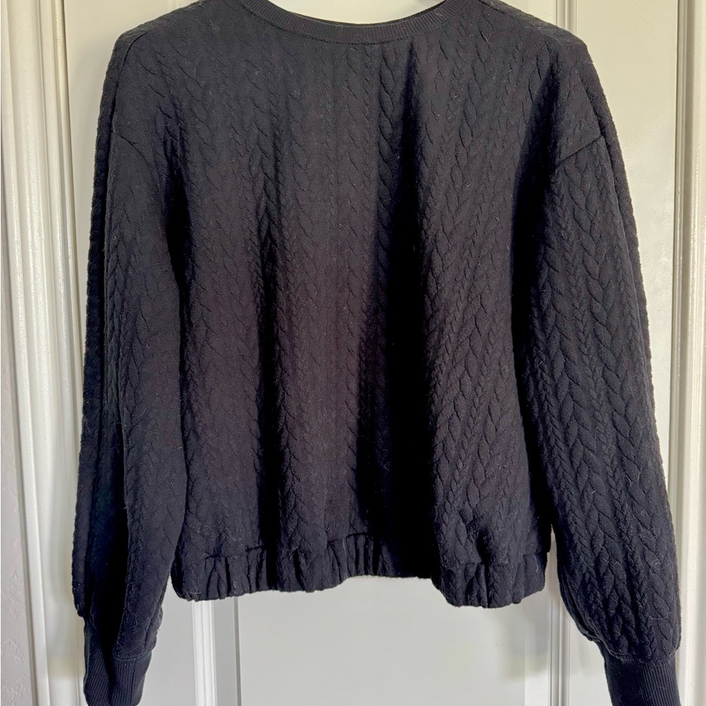 A New Day Black Crew Neck Sweater with Textured Knit